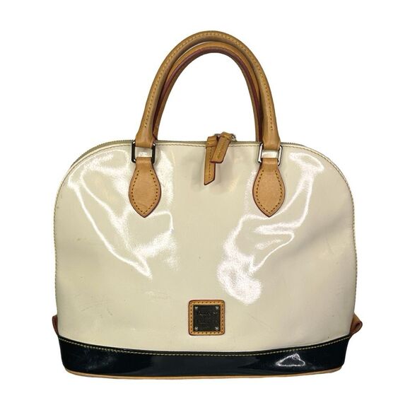 Vintage Dooney & Bourke Patent Leather Zip Zip Satchel - 11” x 9.5” x 5” - Picture 2 of 10